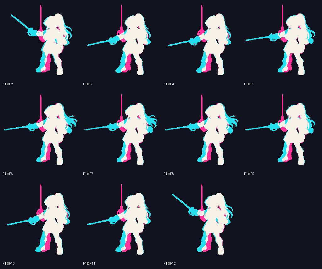 Aerwyn Academy Wind Duelist · idle animation · derived/dense-body-f1-root-lock-v4/review/onion-audit/f1-onion-sheet.png