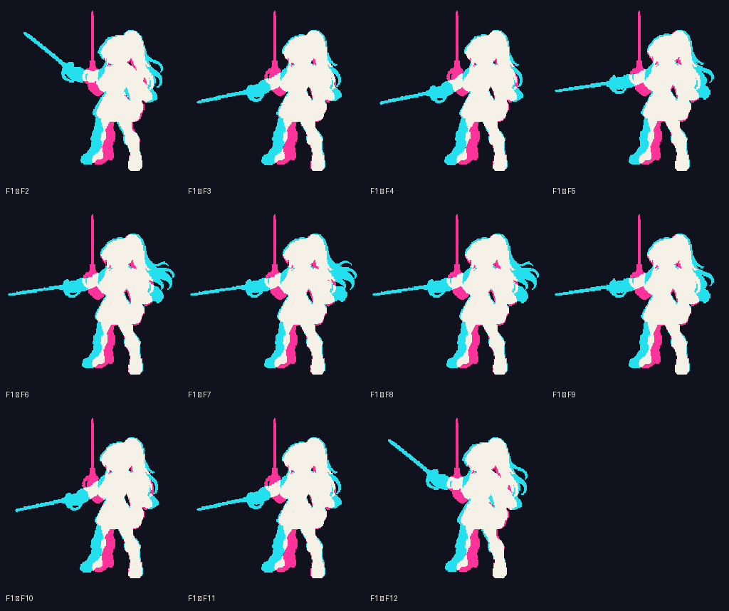 Aerwyn Academy Wind Duelist · idle animation · derived/dense-body-f1-root-lock-v5/review/onion-audit/f1-onion-sheet.png