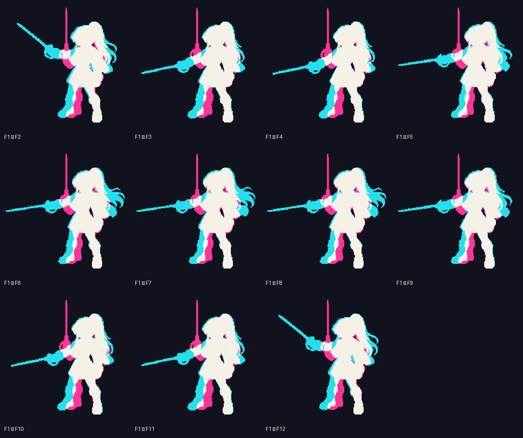 Aerwyn Academy Wind Duelist · idle animation · derived/dense-body-f1-root-lock-v6/review/onion-audit/f1-onion-sheet.png