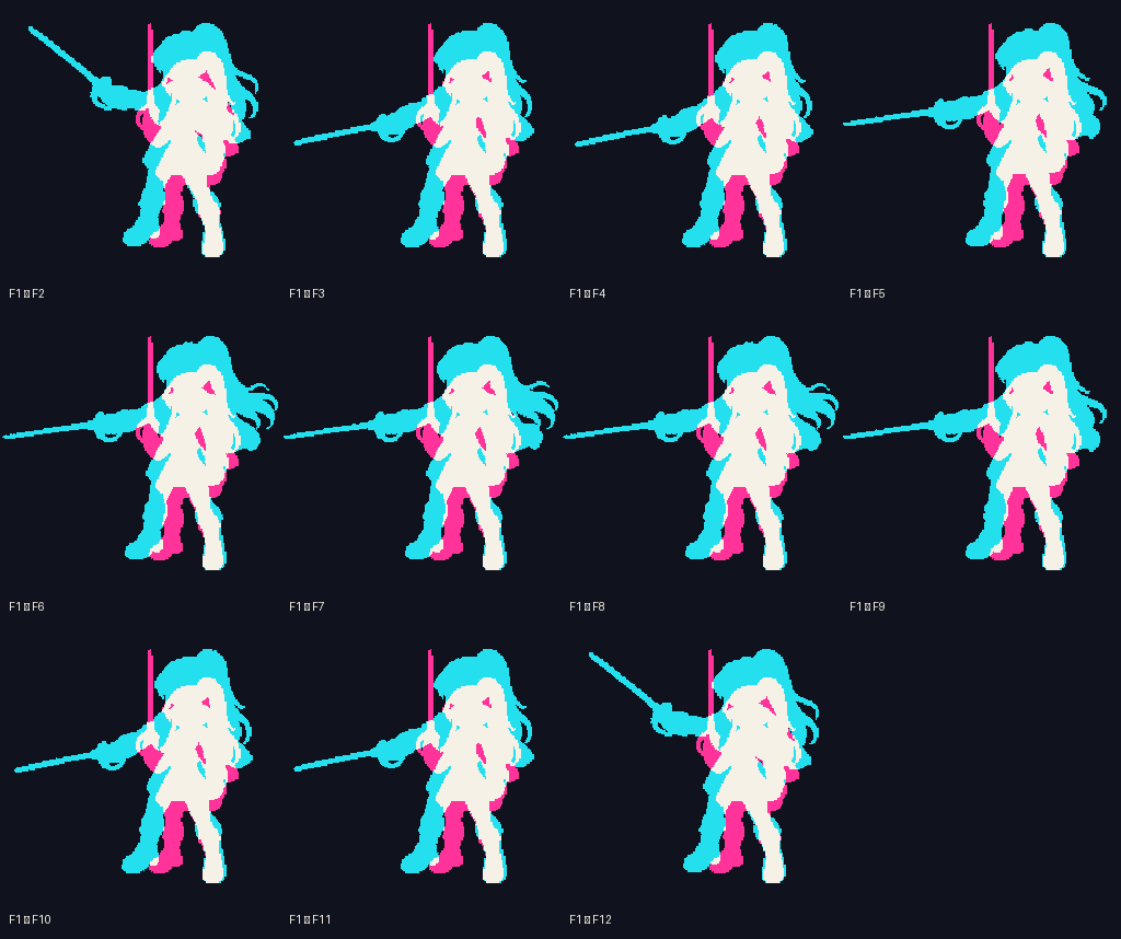 Aerwyn Academy Wind Duelist · idle animation · derived/sequence-envelope-foot-root-lock-v3/review/onion-audit/f1-onion-sheet.png