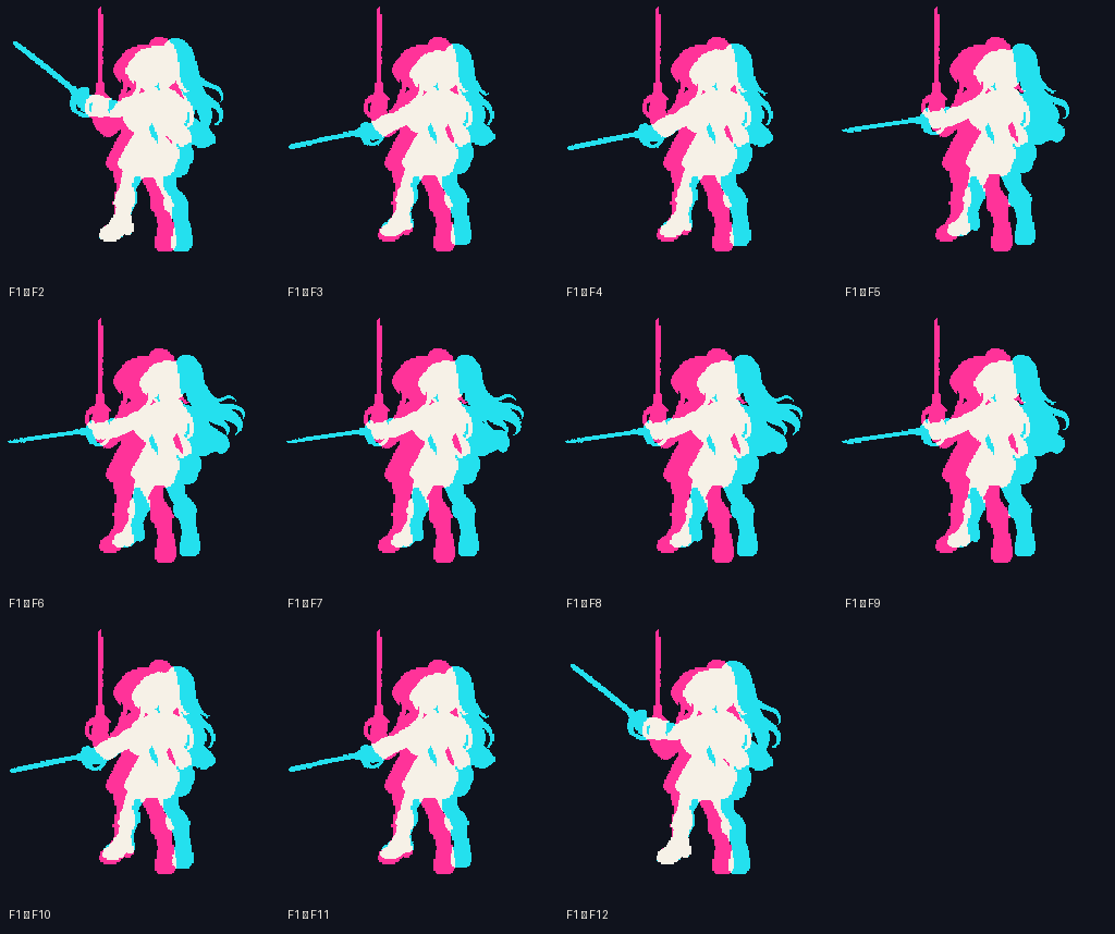 Aerwyn Academy Wind Duelist · idle animation · review/onion-audit/f1-onion-sheet.png