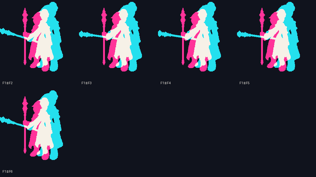 Vespera Academy Rune Pointer · idle animation · derived/uniform-scale-root-lock-v1/review/onion-audit/f1-onion-sheet.png